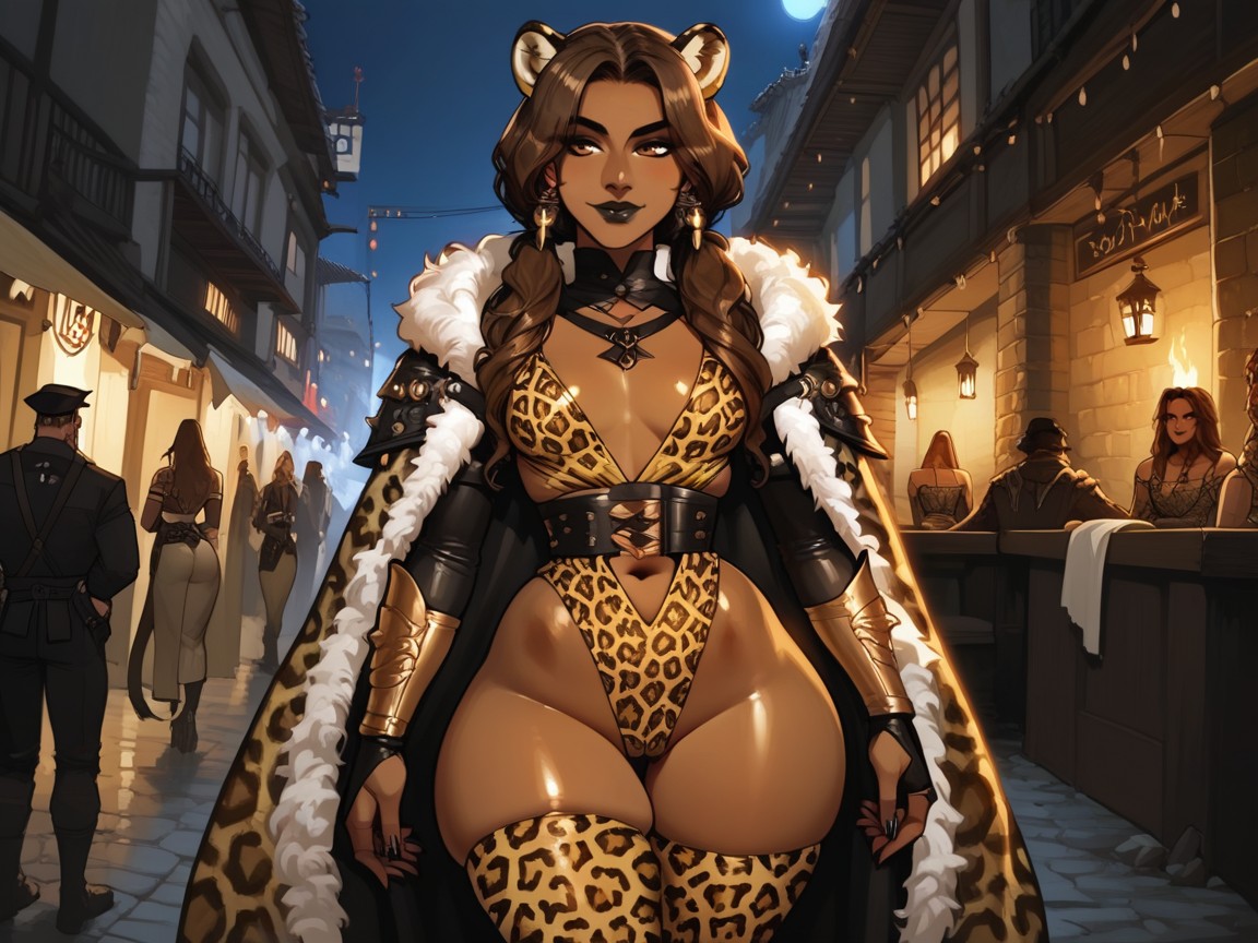 Mischievous Pretty Face, Sharp Brown Eyes, Sloped Shoulders Hentai AI Porn