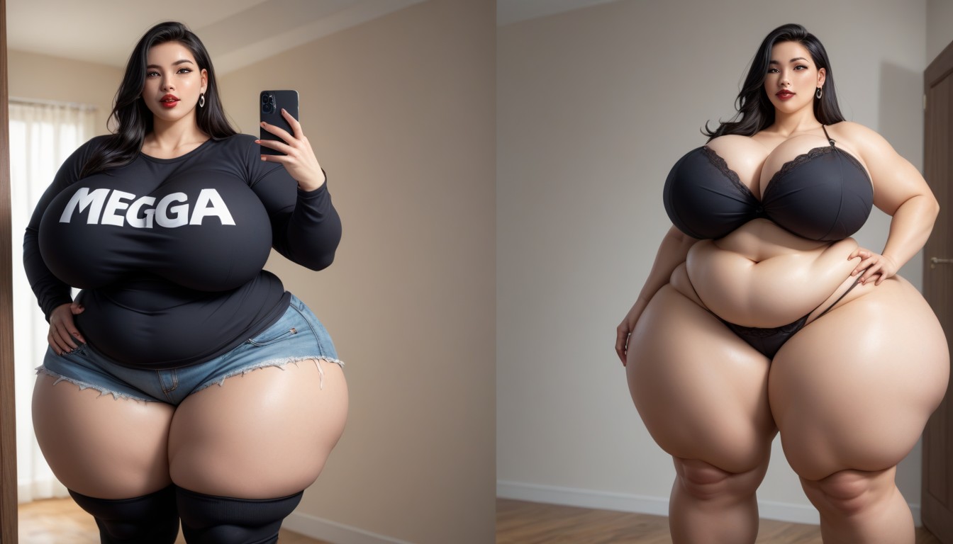 Selfie, Extremadamente Pesado En La Parte Inferior, Muslos Gruesos Porno BBW IA