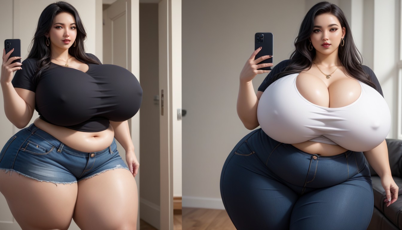 Cleavage, Extremely Large Ass, Hyper Mega Fat Ass Expansion BBW AI Porn