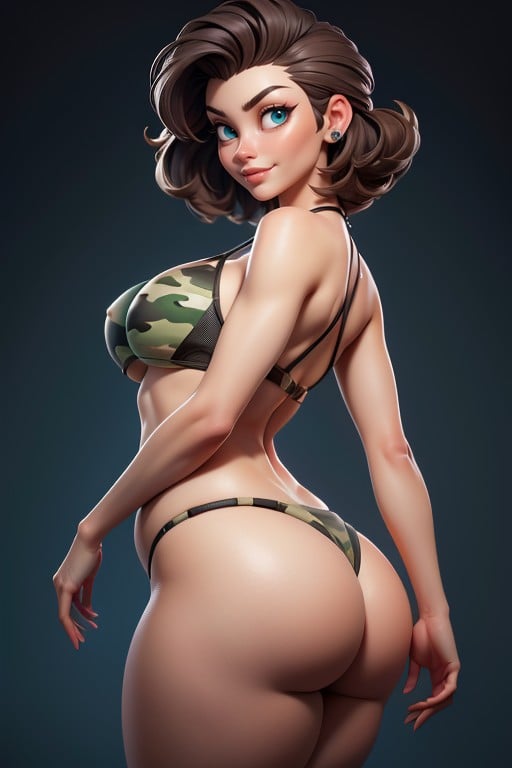 Thick Thighs, Brown Hair In A Mohawk Hair Style, Head Bald On The Sides Hentai AI Porn