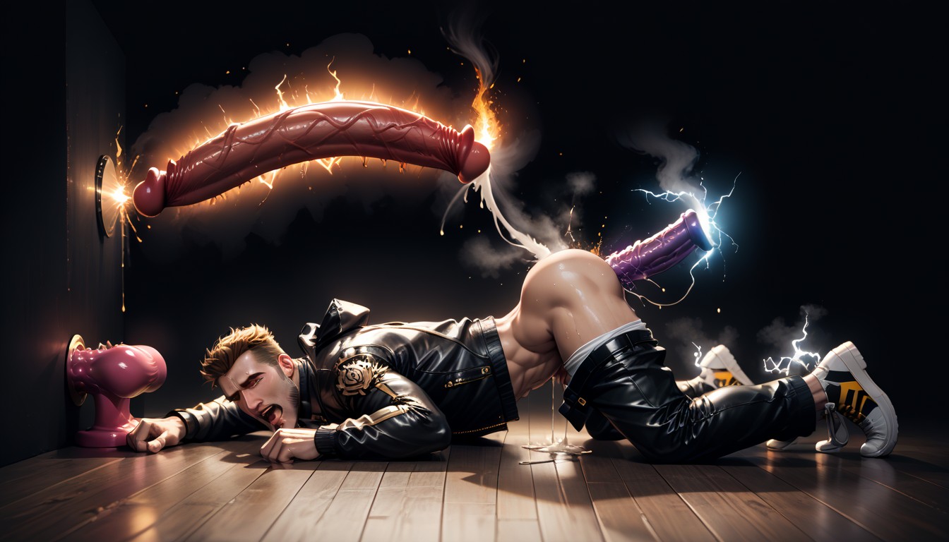 White Man Getting Fucked By God Of Thunder As Dildo, Large Ass, Fucked Aggressively Porno IA Gay