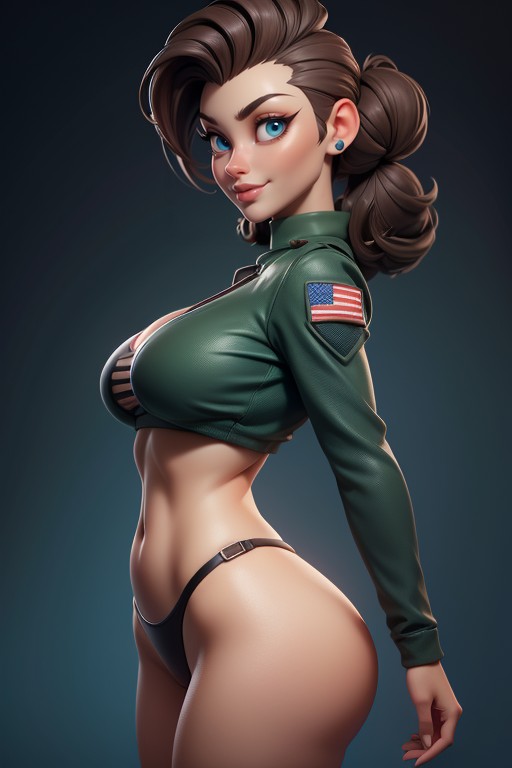 Tall Thick And Curvy Perfect Body, Curvy Hips, Head Bald On The Sides Hentai AI Porn