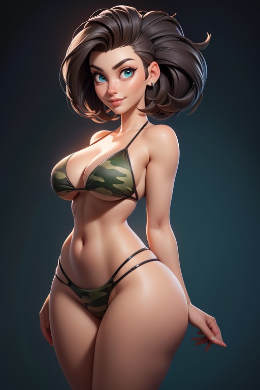 Brown Hair In A Mohawk Hair Style, Correct Body Proportions, Massive Ass Hentai AI Porn