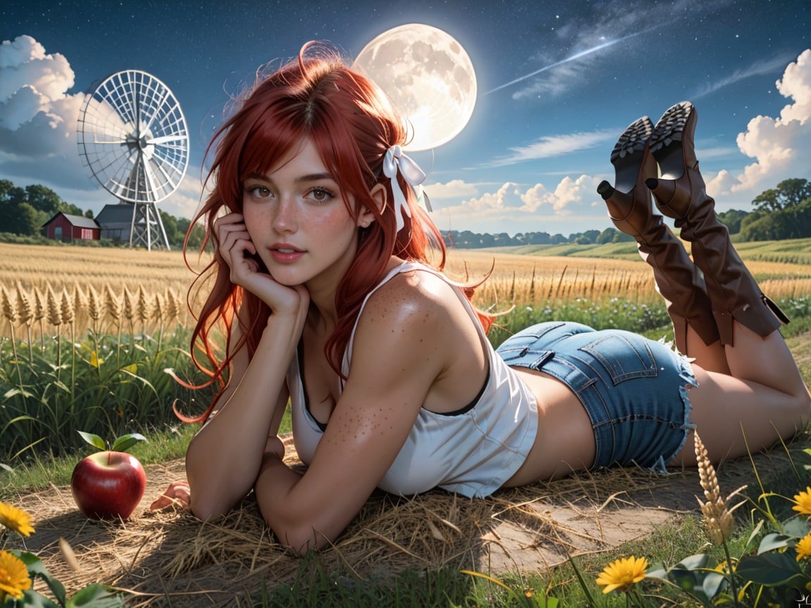 Supermodel Frame, Expression, Red Hair Ribbon AI Porn