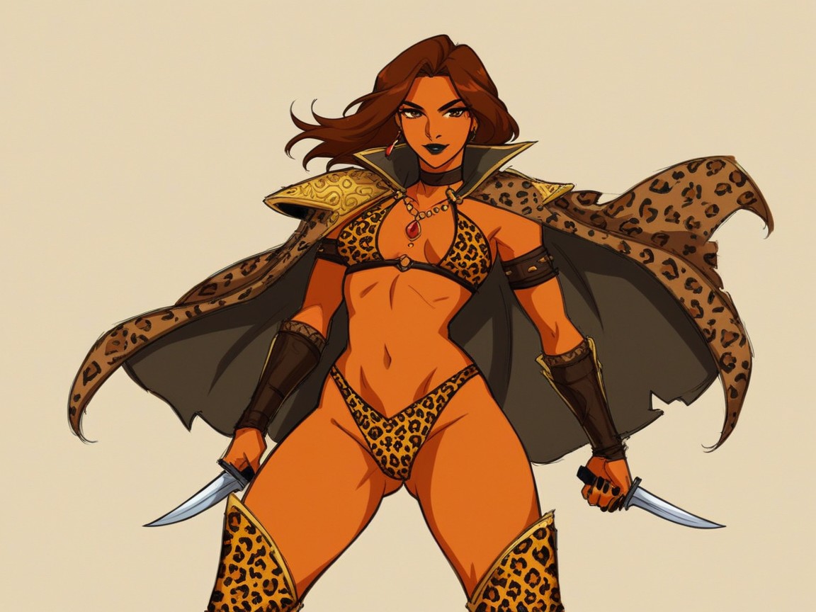 Gapped Thighs, Leopard High Boots, Low Torso Height Hentai AI Porn