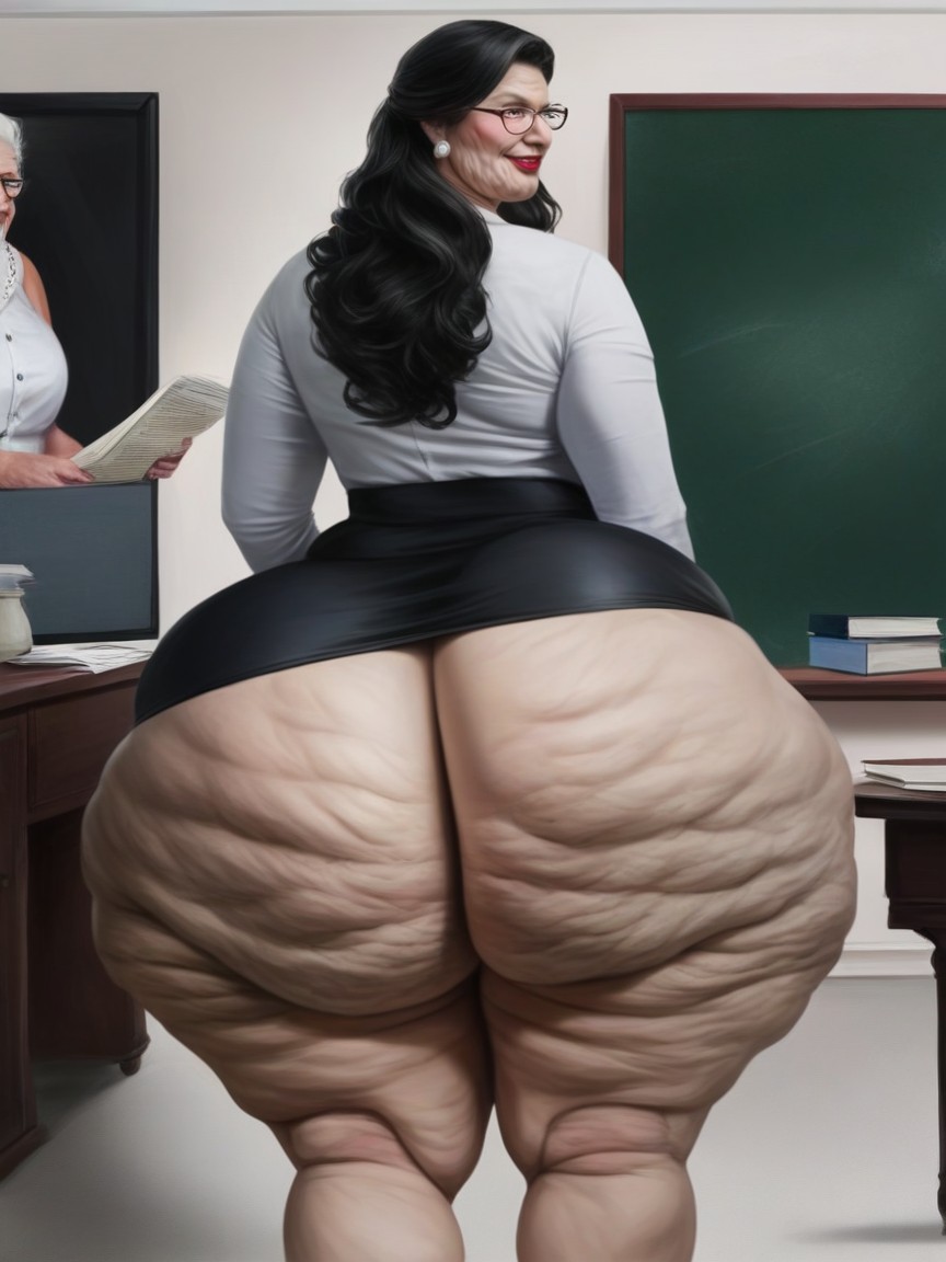 Rear View, Wearing Glasses, Extremely Enormous Fake Booty AI Porn
