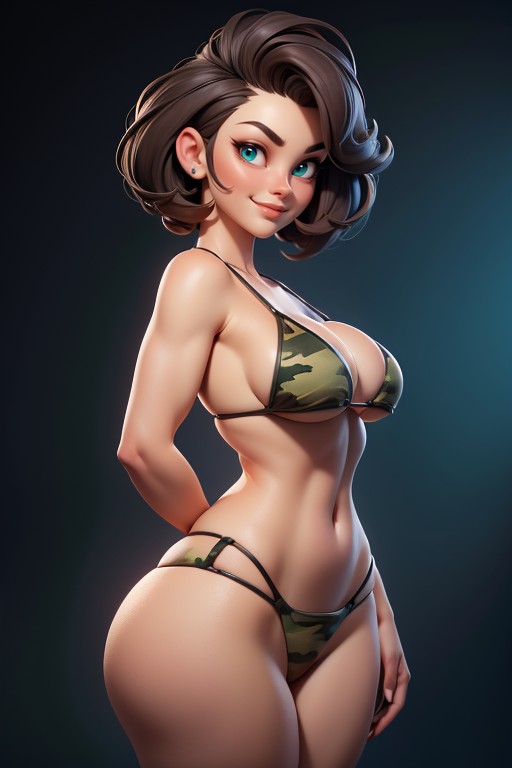 Sexy Woman Soldier Lady Jaye, Brown Hair In A Mohawk Hair Style, Thick Hentai AI Porn