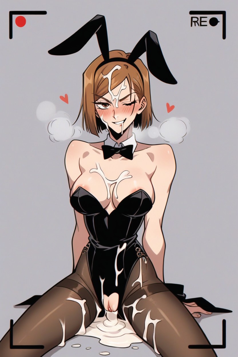 Kneeling, One Eye Half Closed, Hourglass Body Hentai AI Porn