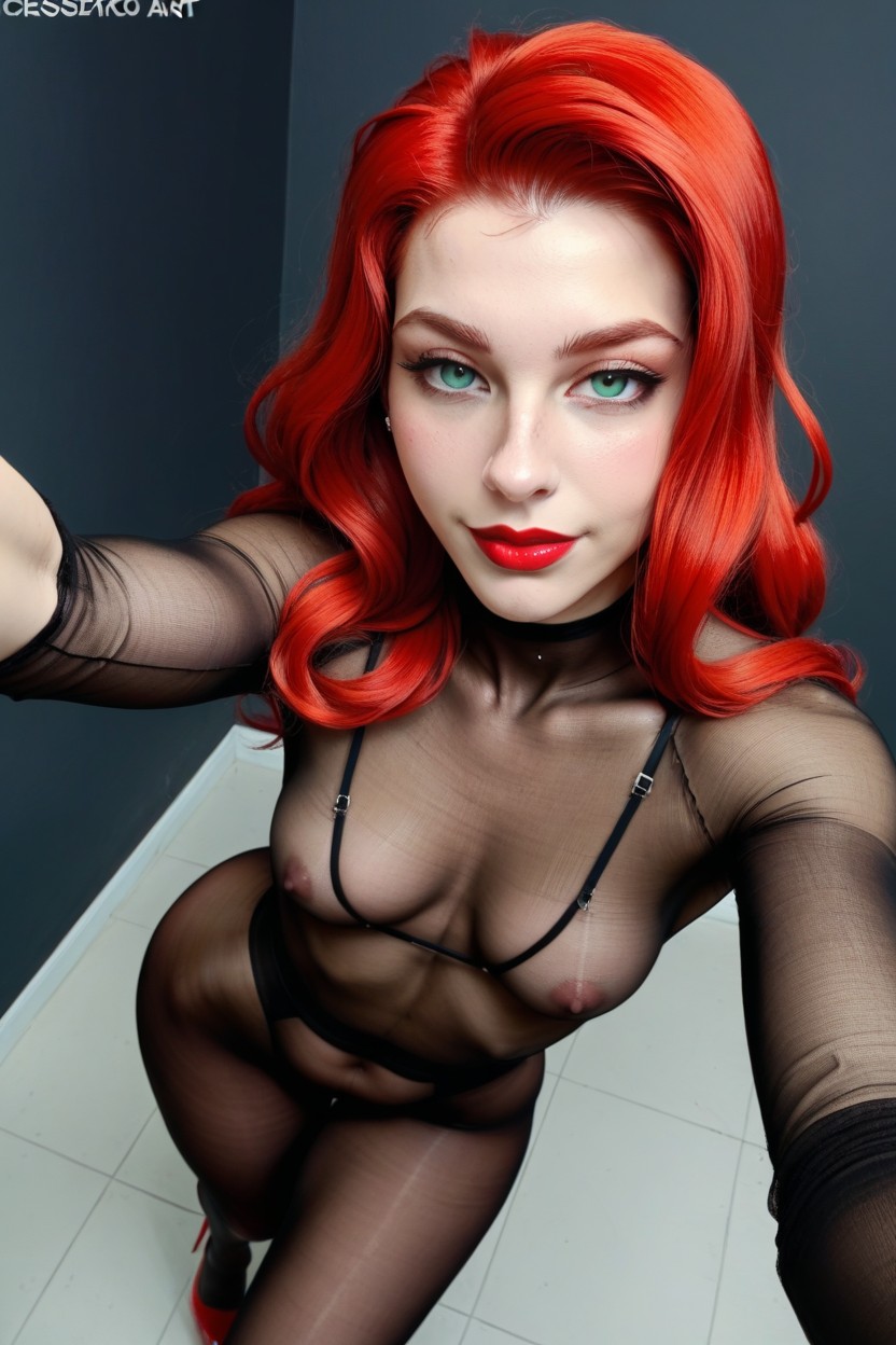 Nylon Sheer Long Sleeved Tight Bodystocking, Nylon Sheer, Smirk AI Porn