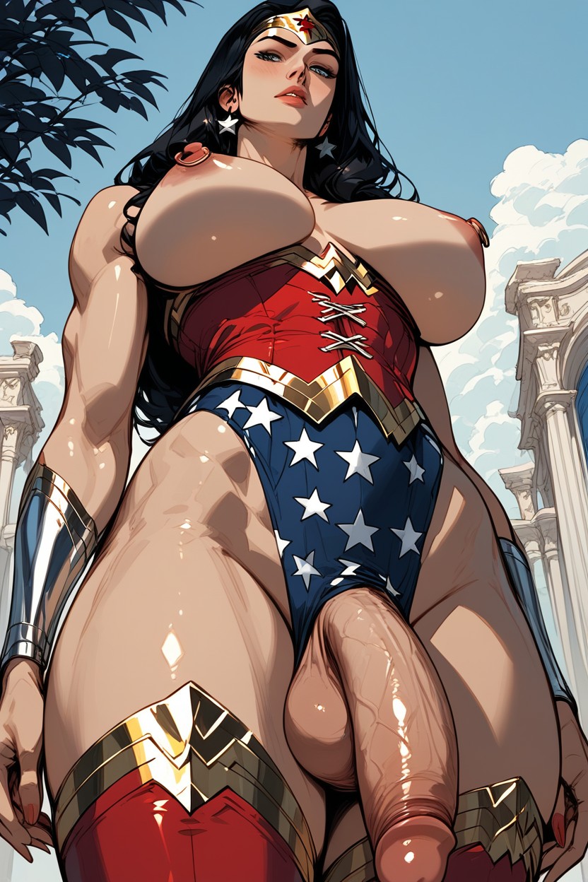 Cartoon Style, Red Lips, Blue Underwear Hentai AI Porn
