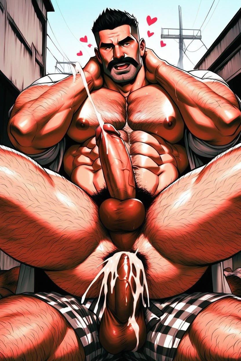 Hyper Hairy Man, Construction Worker, Lots Of Precum ゲイAIポルノ