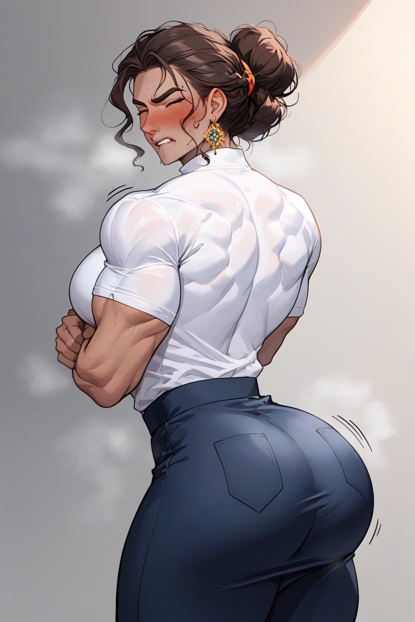 Bending Over, Fully Clothed, Bubble Butt AI Porn