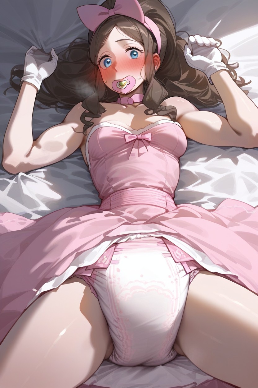 Visible Crotch, Hilda From Pokemon Wearing Princess Attire, Soft Breasts AI Porn