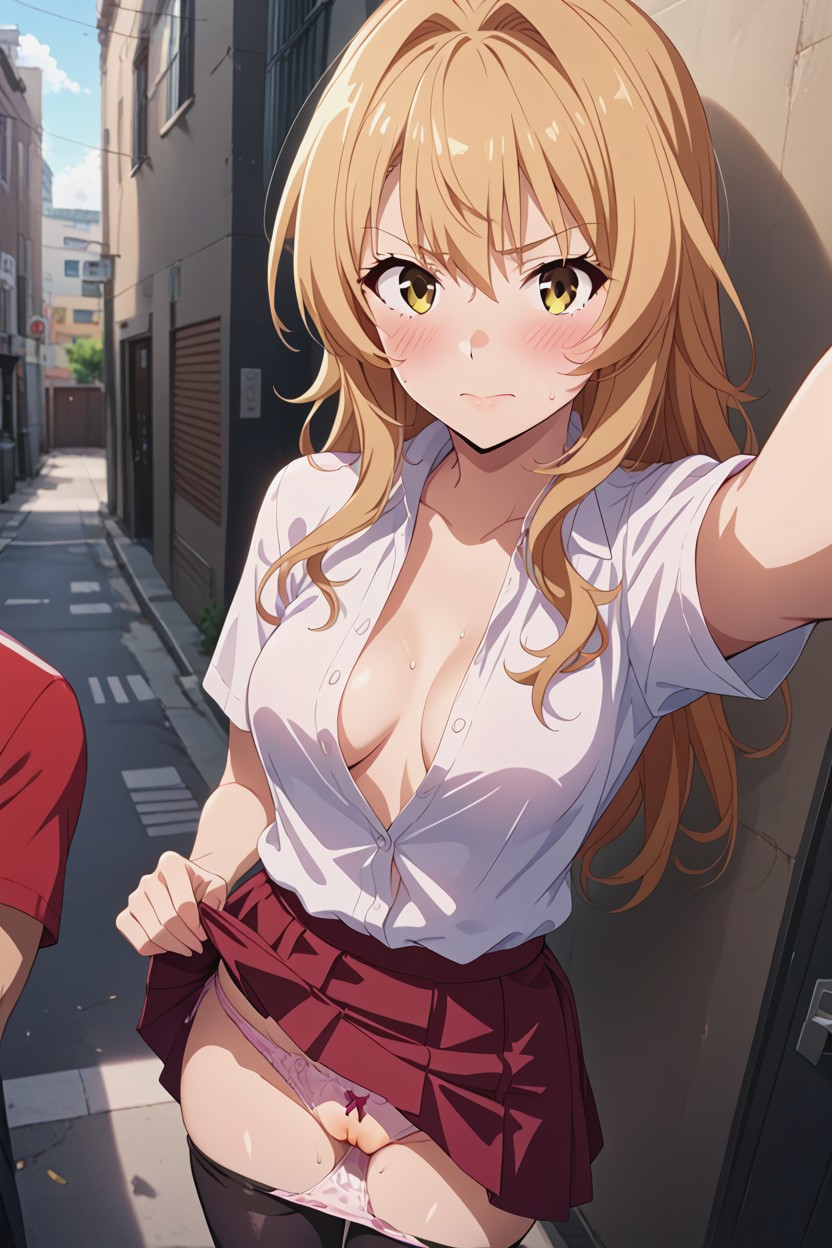 25+, Pressed Against The Wall, Shirt Down Hentai AI Porn