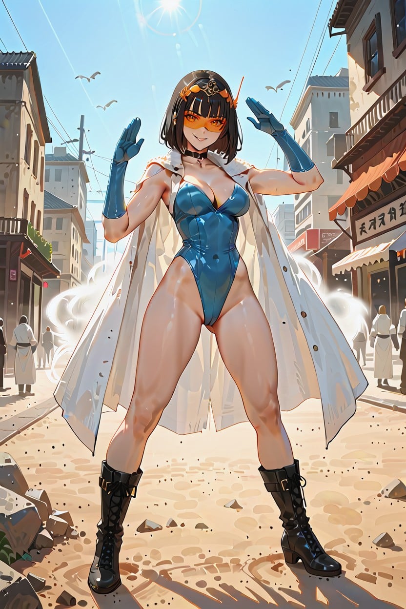 Feathered Metal Circlet Adorned With Gems, Hands Raised, Hard Shadow Hentai AI Porn