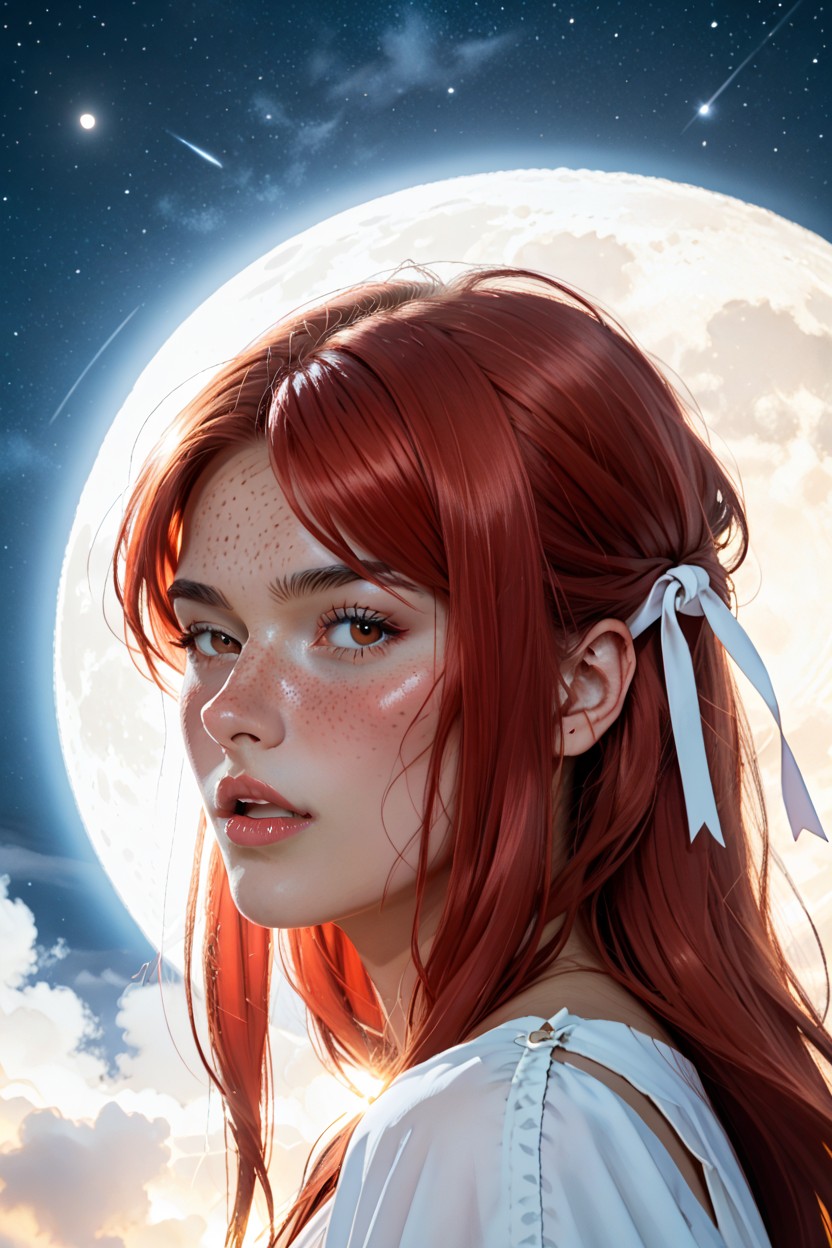 Portrait, Bangs Hiding One Eyes, Night AI Porn