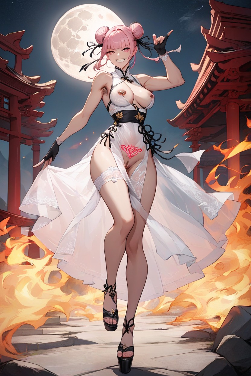 High Neck And Sleeveless Dress, Medium Breast, Standing Hentai AI Porn