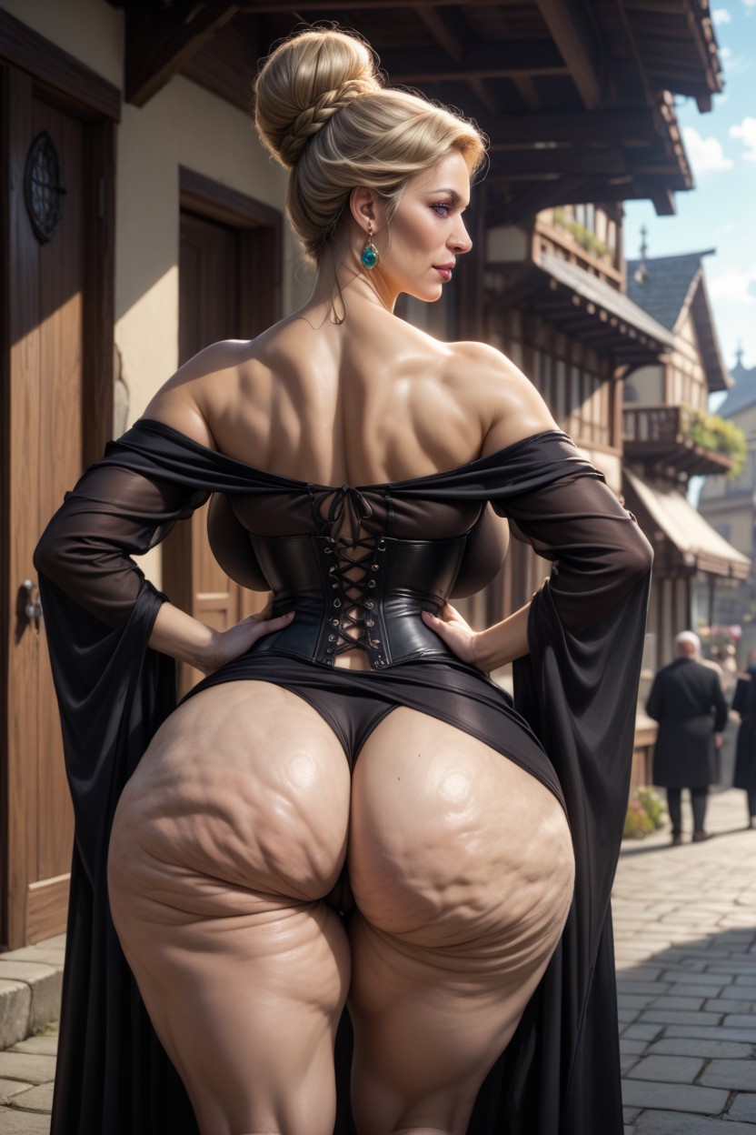 Camel Toe, Standing In A Village, Cellulite Breasts Hentai AI Porn