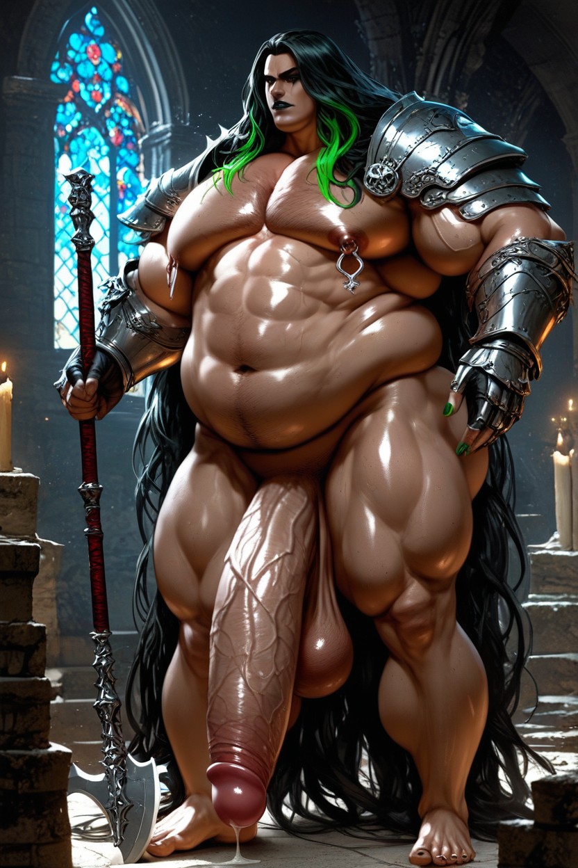Masculine Chest, Hyper Cock Longer Than Leg, Shiny Skin Porno IA Gay