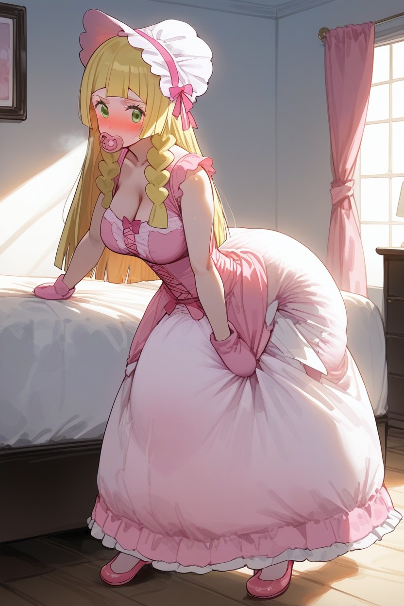 Adultdiaper Background, Large Adultpacifier In Mouth, Standing AI Porn