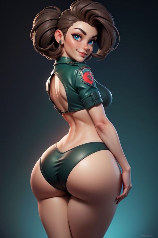 Green And Black Military Camouflage Bikini, Pixie Cut, Sexy Woman Soldier Lady Jaye Hentai AI Porn