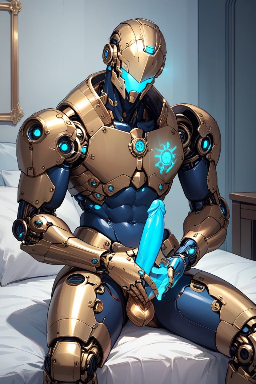 Gold Penis, Bedroom, Steampunk Robot Armor Hentai AI Porn