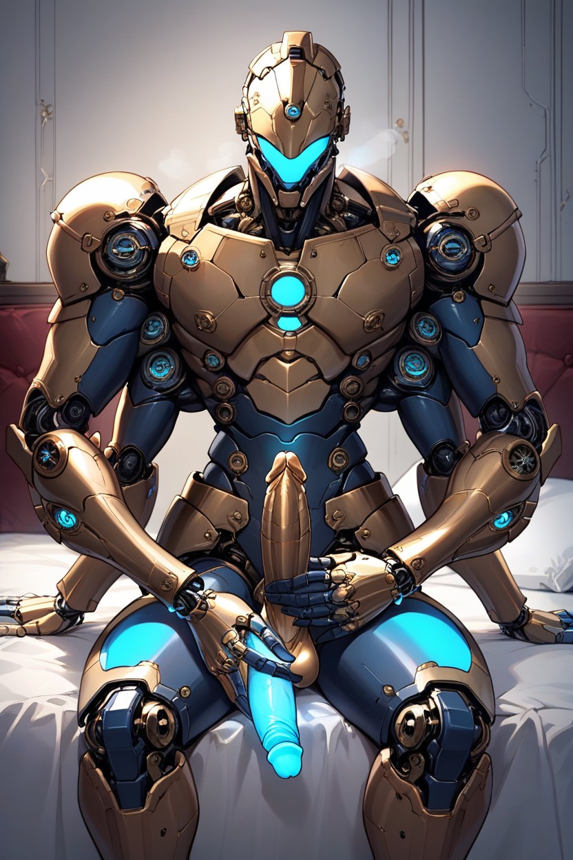 Blue Spectral Hands, Robot Armor, Humanoid Robot Hentai AI Porn
