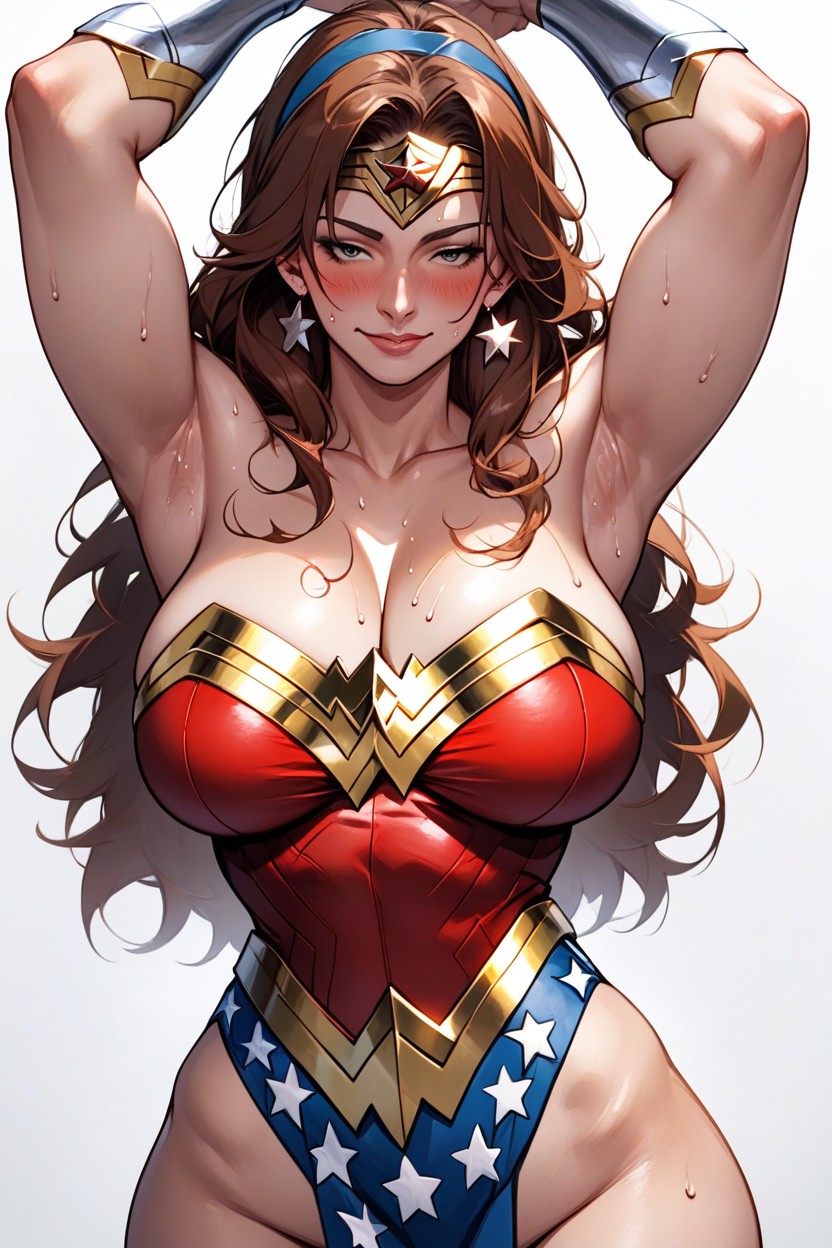 Waist Shot, Wonder Woman Cosplay, Body In Frame Hentai AI Porn