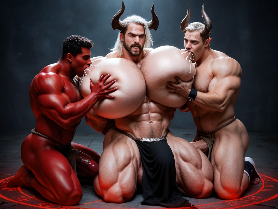 Angry Expression, Pec Garbbing, 빨간색 게이 AI 포르노
