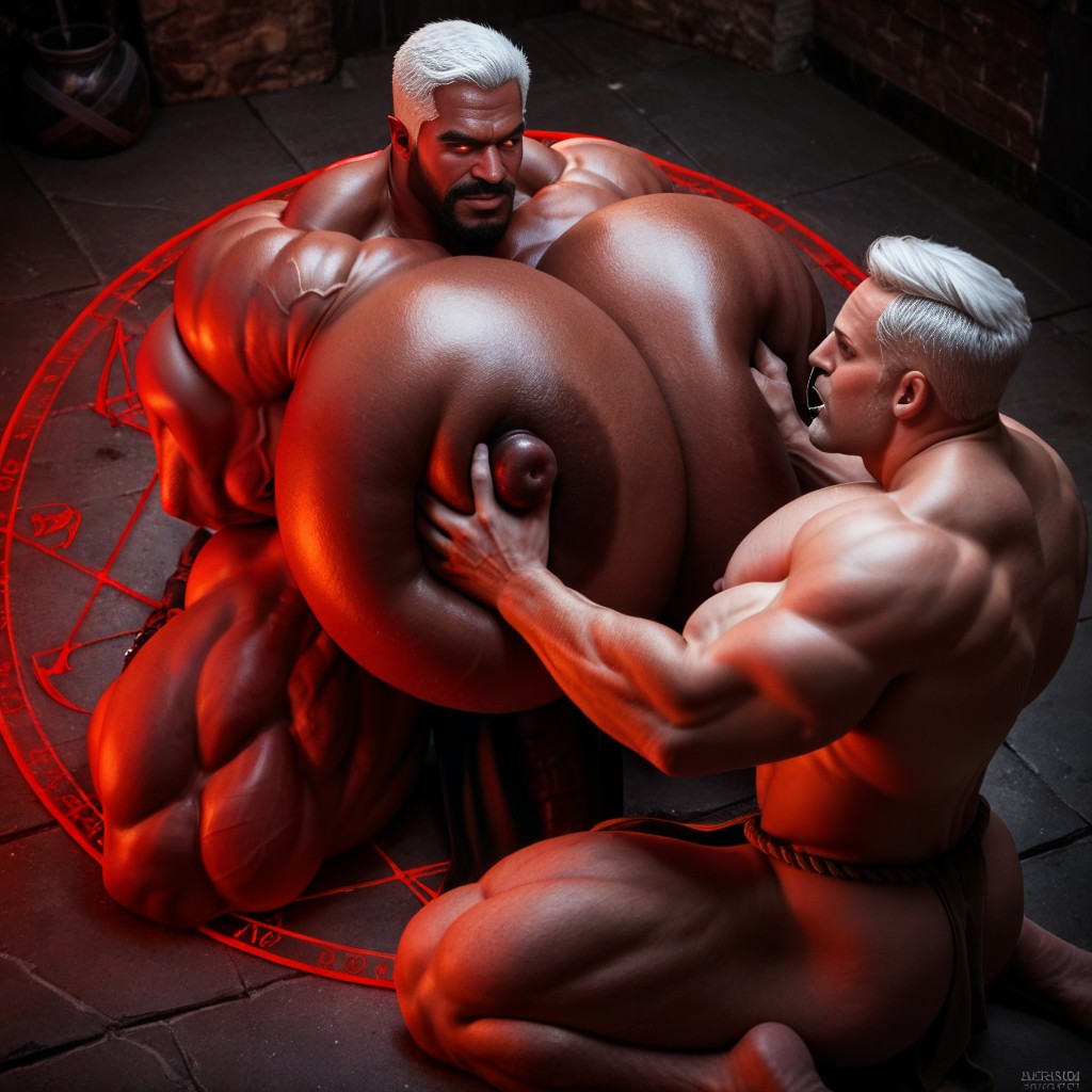 Clenched Teeth, Dark Red Skin, En Colère Porno IA Gay