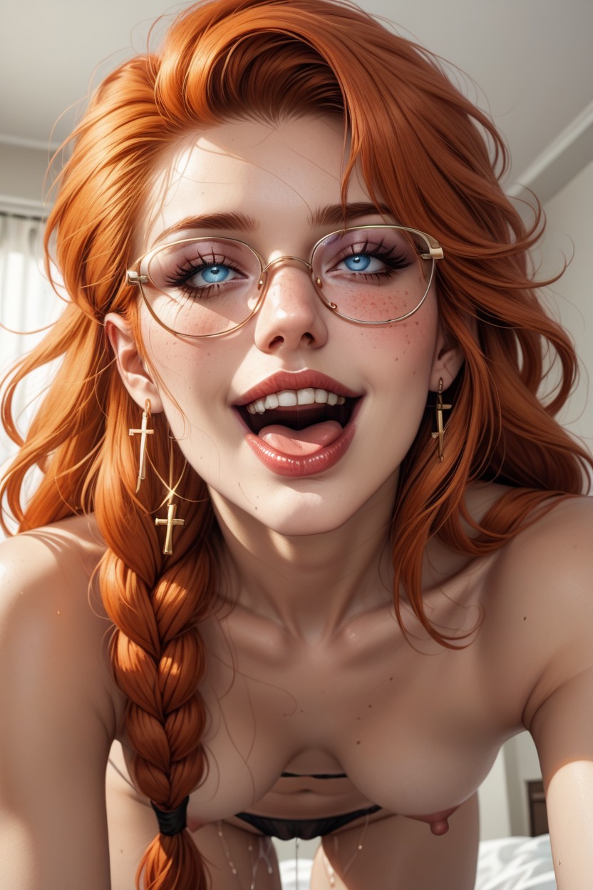 Pussy Juice, Navel Exposed, View From Below AI Porn