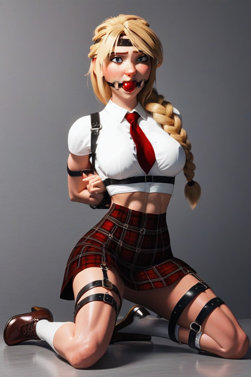 Straps Around Ankles, Humiliated, Kneeling AI Porn