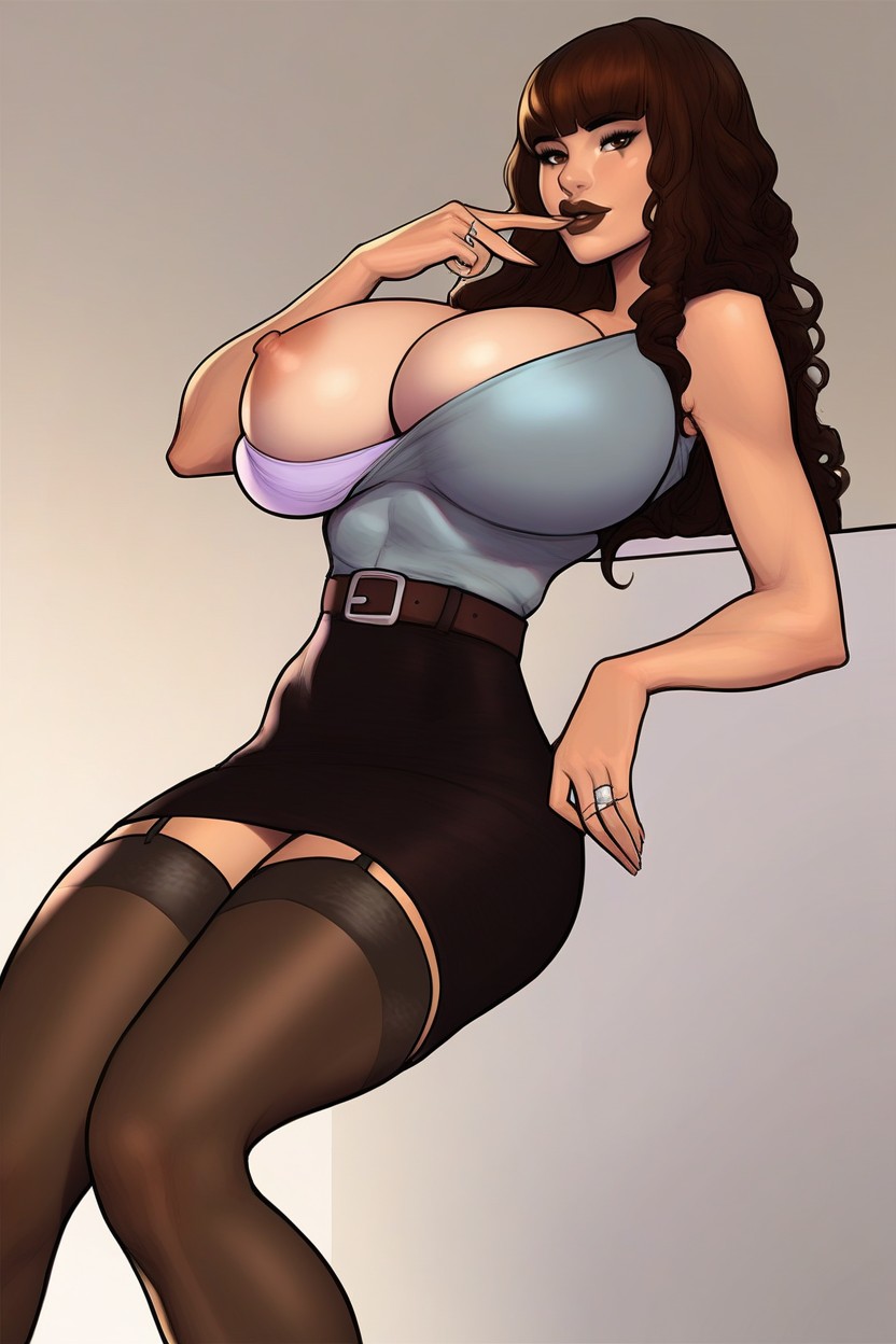 Garters, Brown Eyes, Straight AI Porn