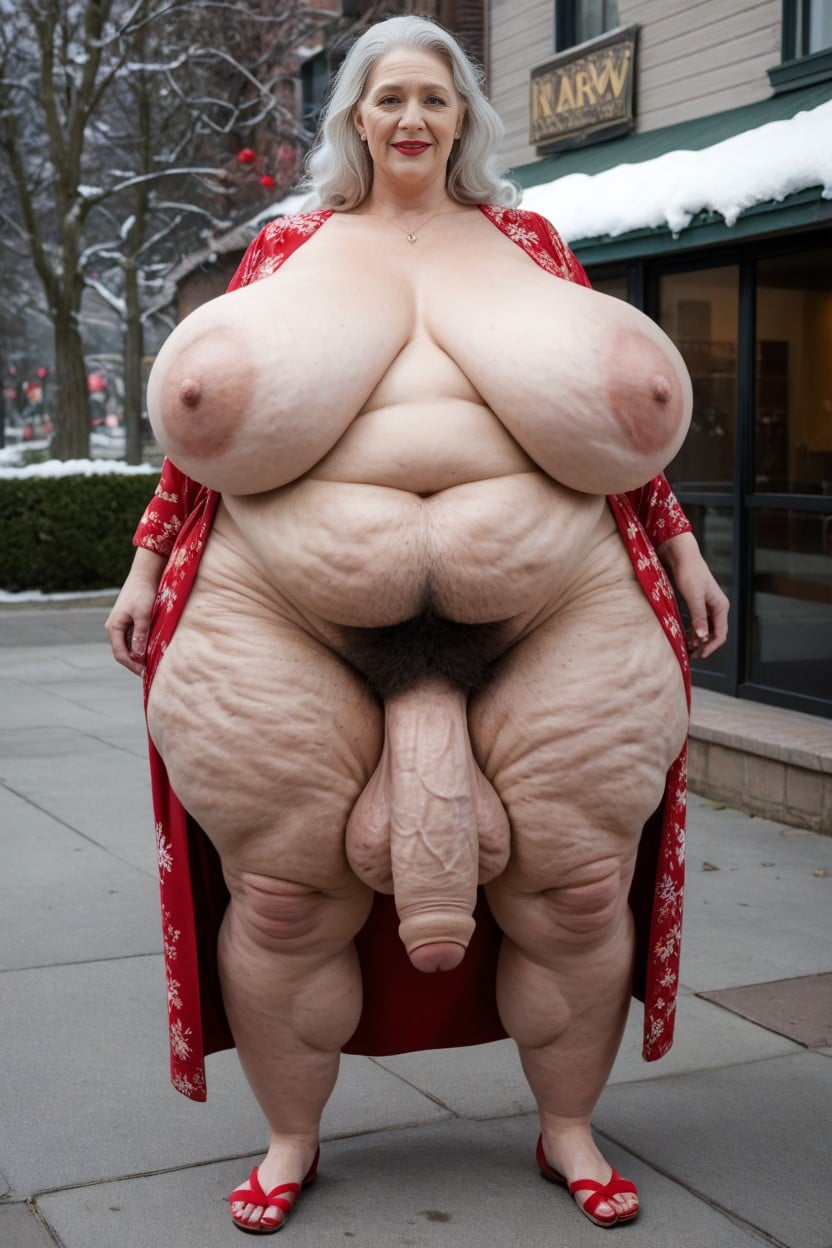 Standing In Restaurant Parking Lot, 60+, Curly AI Porn