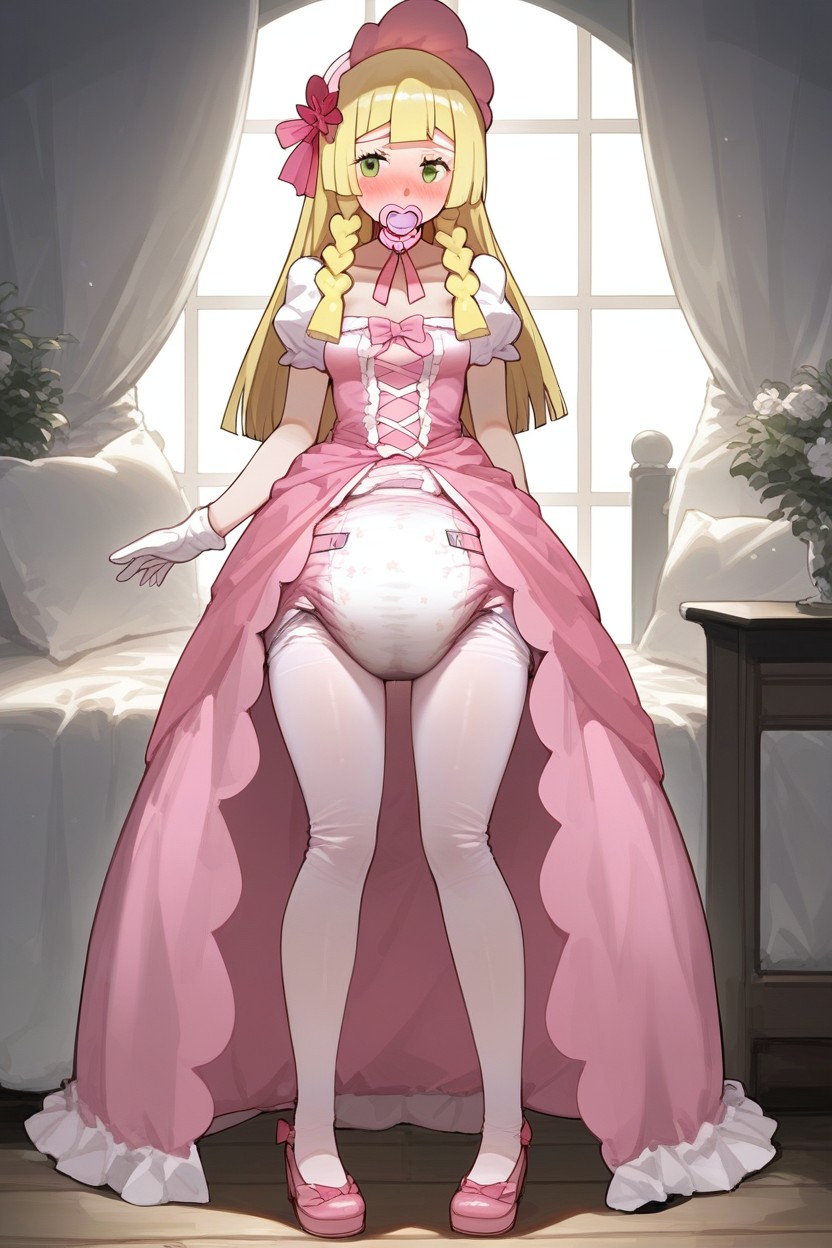 Bending Over Forwards, Wearing Giant Adultdiaper, Adultdiaper Larger Than Head AI Porn