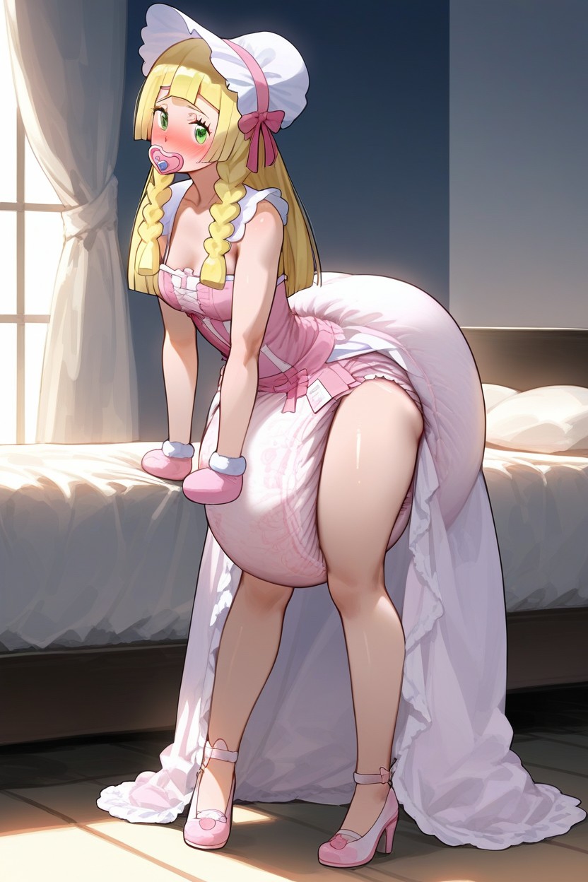 子供のようなプロポーション, Visible Crotch, Adultdiaper Dress AI Porn