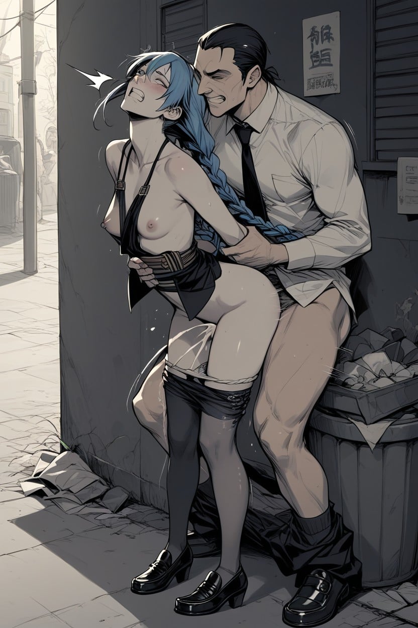 Skinny, One Breast Exposed, Jinx Hentai AI Porn