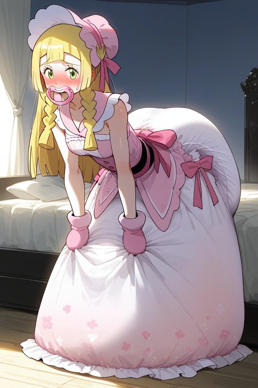 Wearing Princess Bonnet, Fully Clothed, Hourglass Body AI Porn