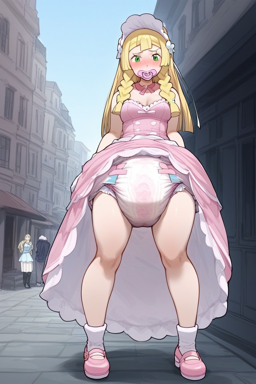 Adultdiaper Larger Than Head, 小さな, Female Dark Pink Princess Style Top AI Porn