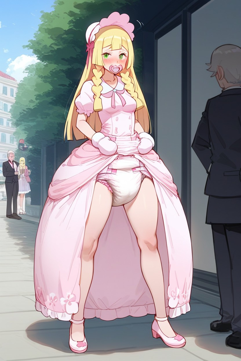 子供の比率, Adultdiaper Larger Than Head, Wearing Princess Bonnet AI Porn