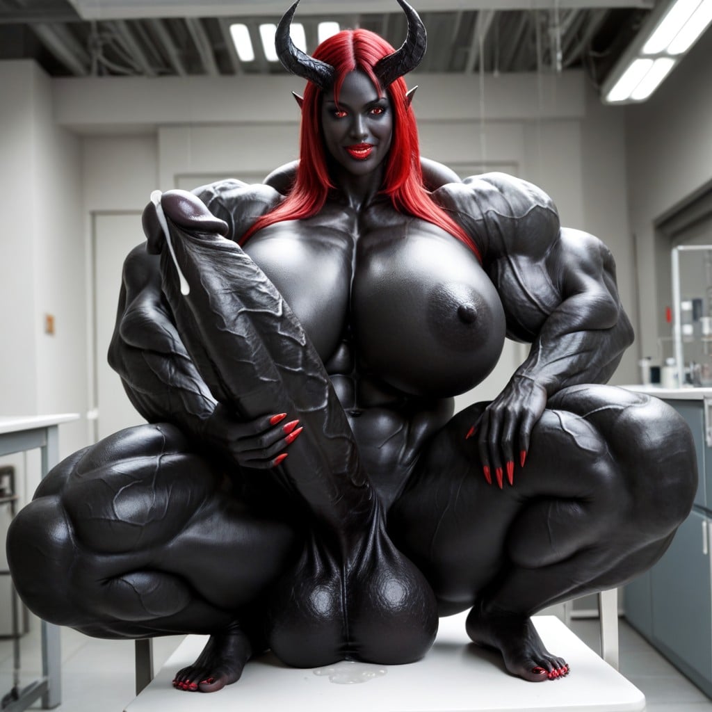 Full Body View, Black Cock Is Too Big, Red Lips Shemale AI Porn