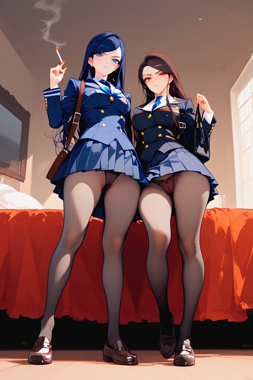 Disgusted, Dark Blue Eyes, Swept Bangs Hentai AI Porn