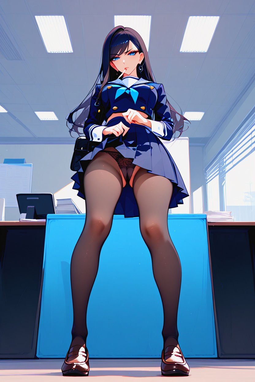 Lifting Her Skirt To Show Her Crotch, Largo, Muscleless Chest Hentai IA