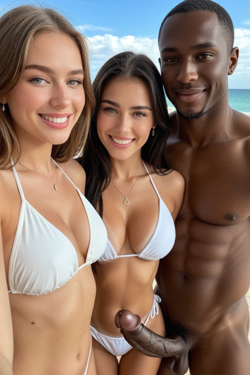 Beach, Thick Cock, Harem AI Porn