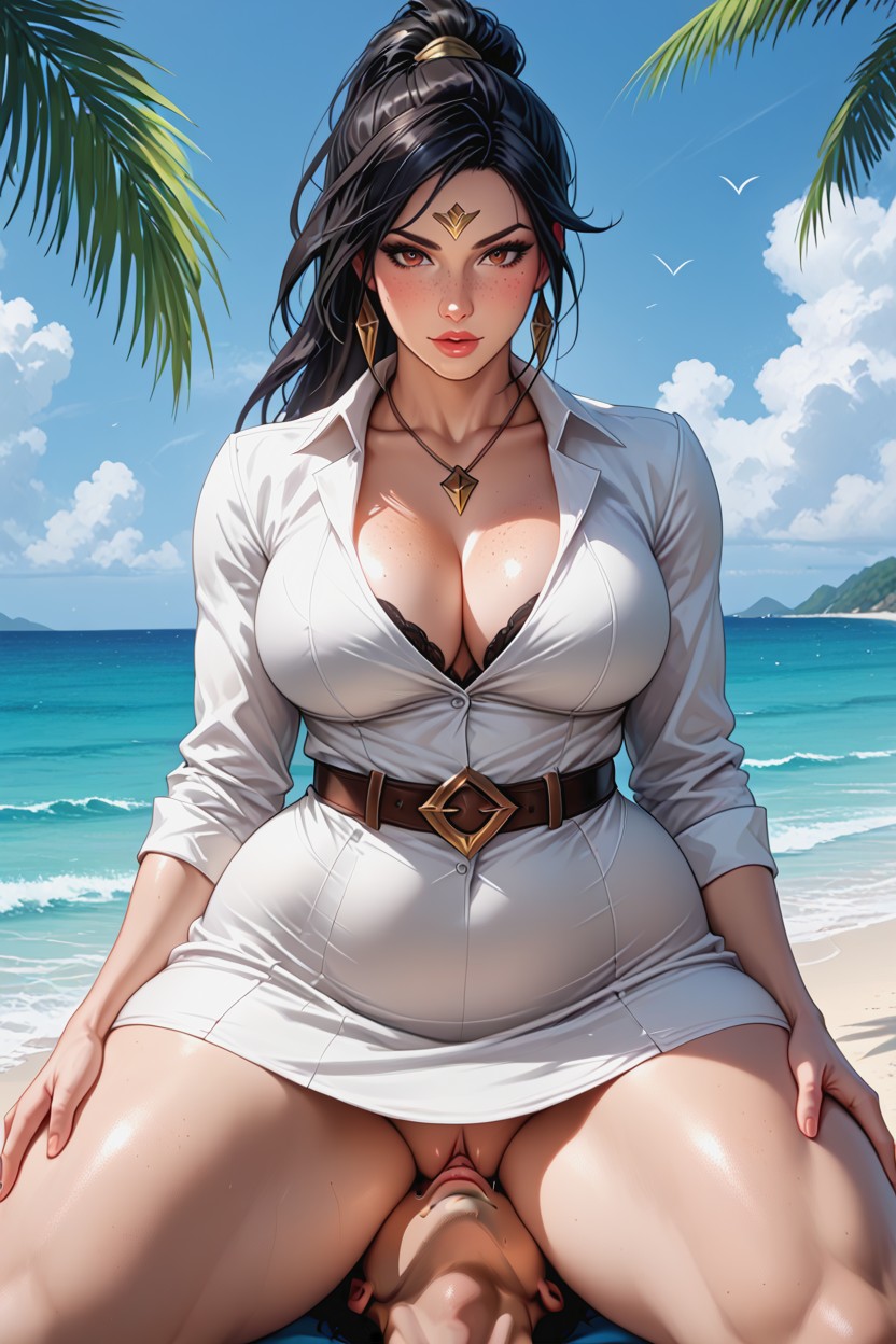 Natural Breasts, Waist, Face Sitting AI Porn