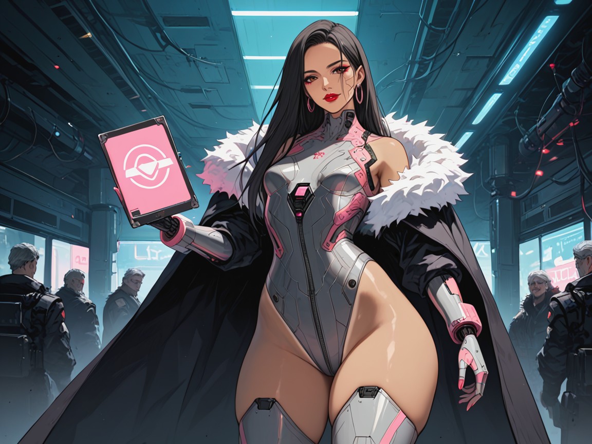 Armored Fashion, White Fur Cape, Pink Metallic Fabrics ラティーナAIエロ