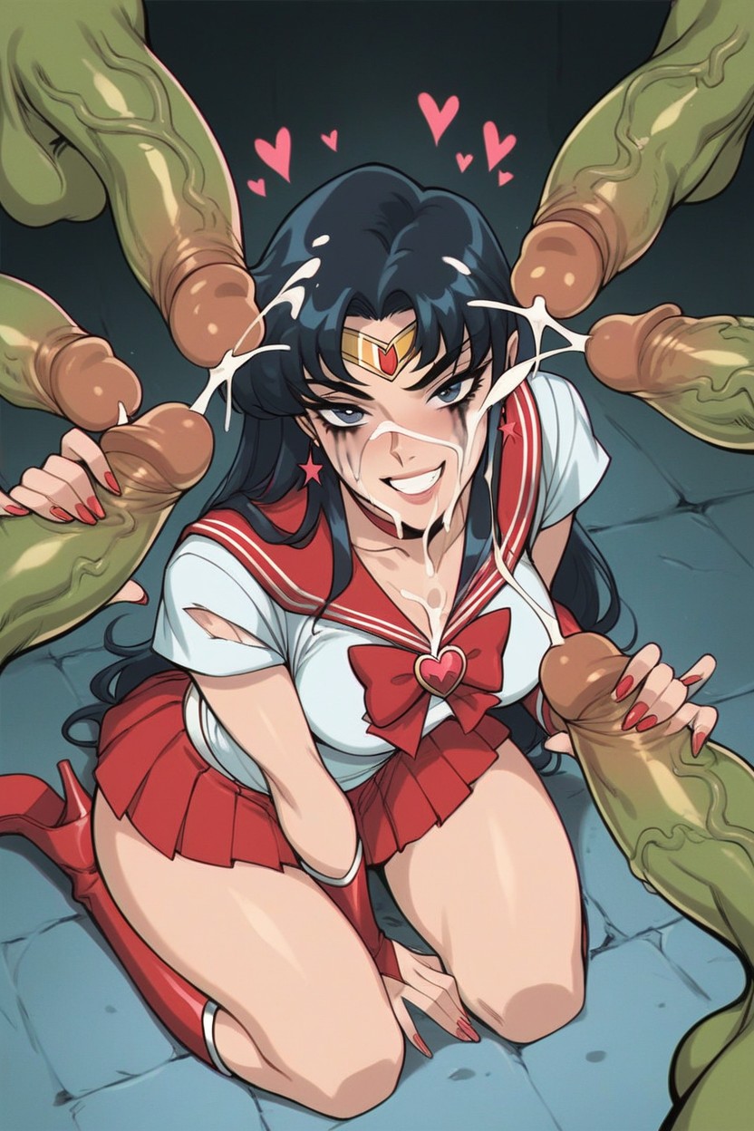 Cumshot, Big Green Cocks, Black Hair Hentai AI Porn