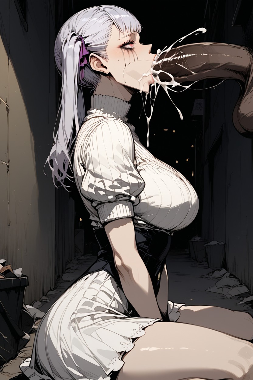 Running Mascara, Side View, Pink Eyes Hentai AI Porn