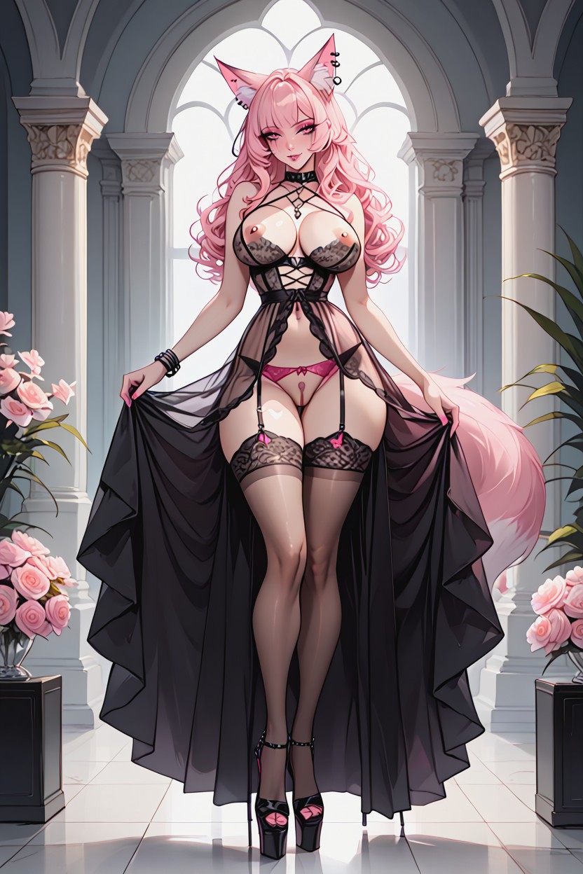 Goth Makeup, Round Firm Breasts, Kitsune Tail AI Porn