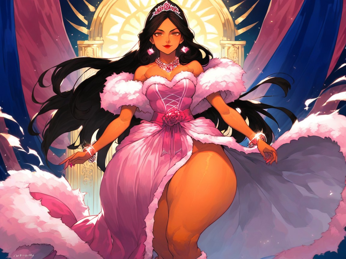 Straight Black Hair, Brown Eyes, Princess Hentai AI Porn